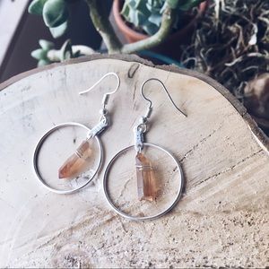 tangerine quartz silver earrings handmade crystal